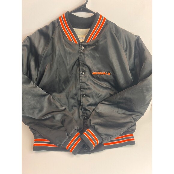VTG Chalk Line Bomber Jacket Black Cincinnati Bengals Football-NFL Mens Large - Picture 2 of 16